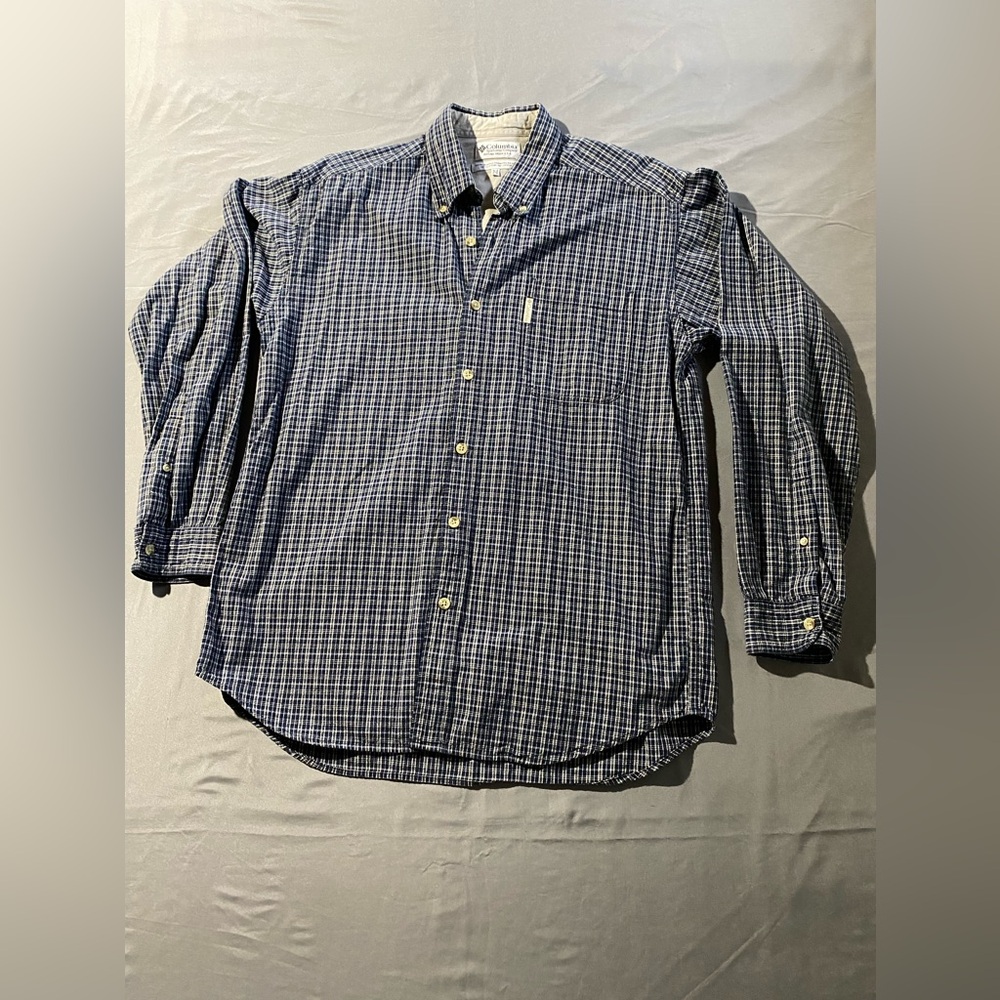 Men's Columbia sportswear Navy Plaid Button-Down Shirt